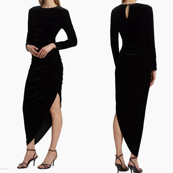 Veronica Beard Tristana Velvet asymmetric maxi dress